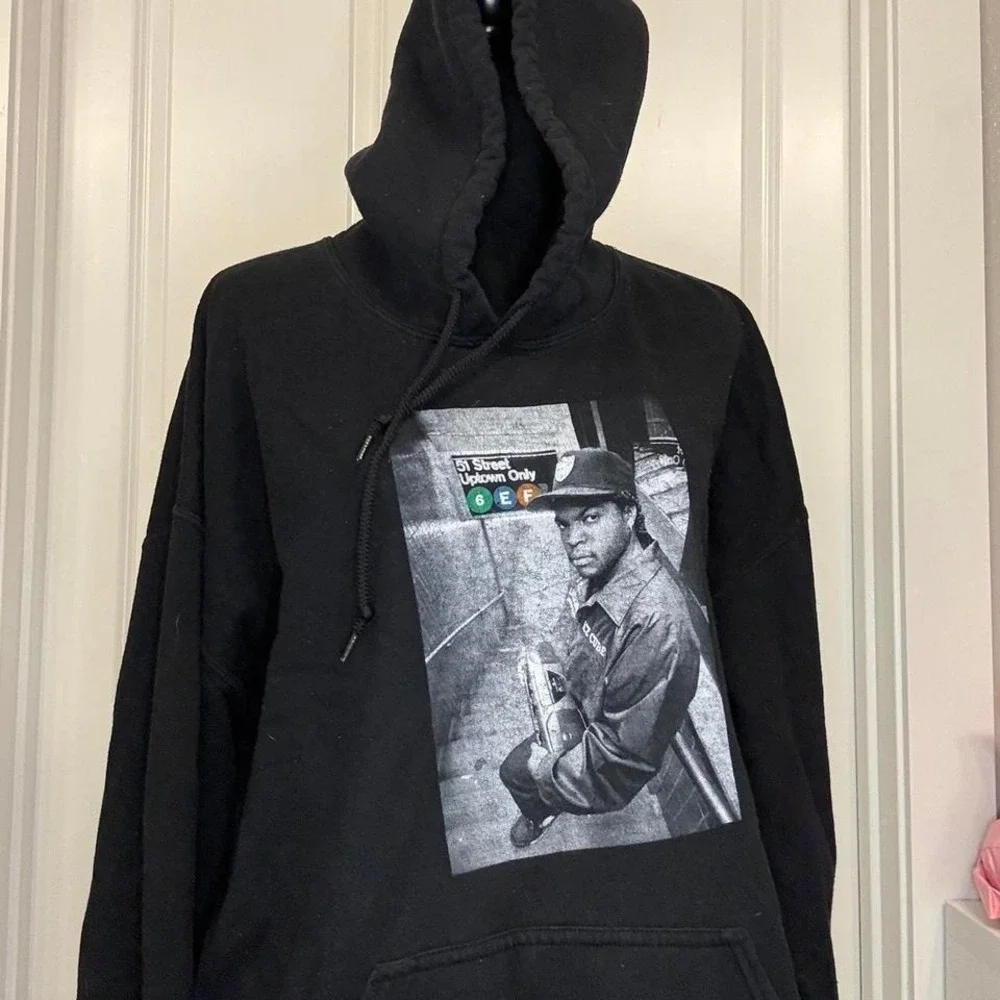 Ice Cube NYC Subway Hoodie Oversized Black Streetwear - Size XL - Picture 1 of 4